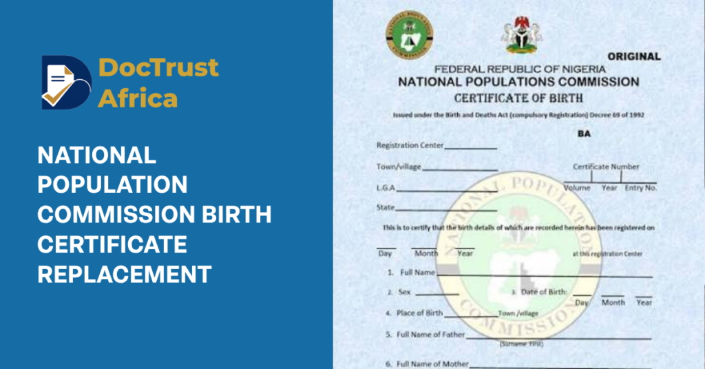 National Population Commission Birth Certificate Replacement