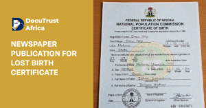 Newspaper Publication for Lost Birth Certificate