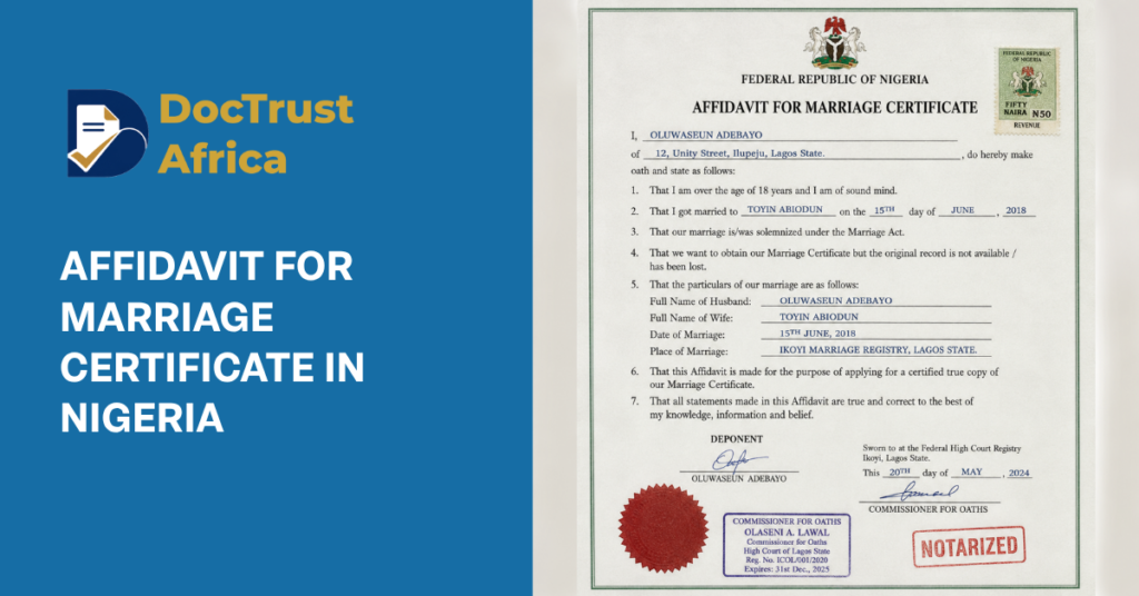 affidavit for marriage certificate