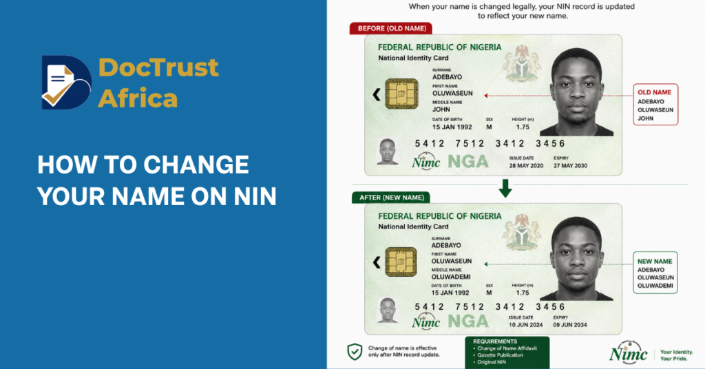 how to change name on nin
